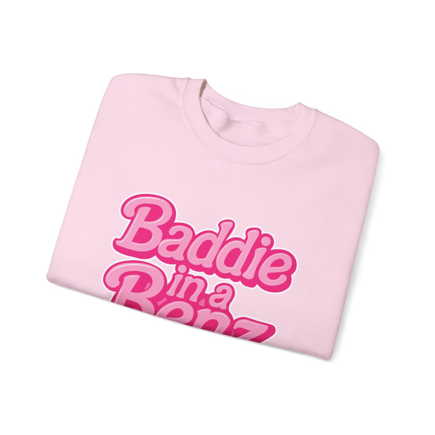 Baddie in a Benz™ Cozy Unisex Crewneck Sweatshirt | Pink Logo