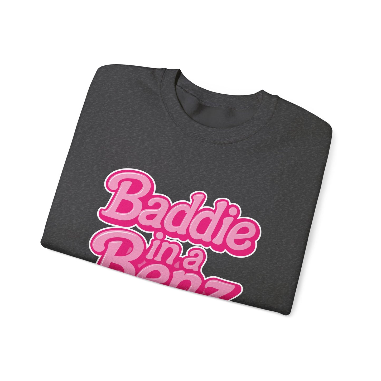 Baddie in a Benz™ Cozy Unisex Crewneck Sweatshirt | Pink Logo