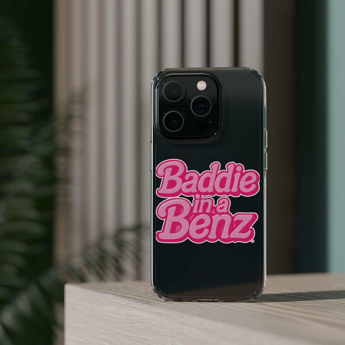 Baddie in a Benz™ Clear Phone Case, Trendy Phone Cover, Fashion Statement | Pink Aesthetic Accessory