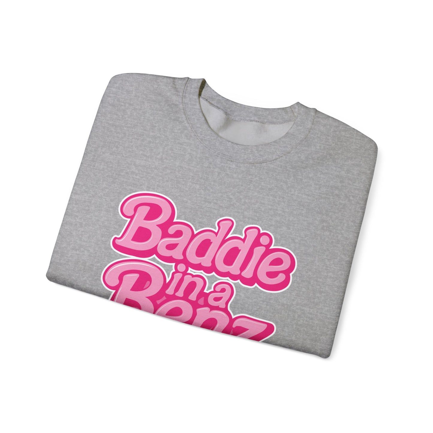 Baddie in a Benz™ Cozy Unisex Crewneck Sweatshirt | Pink Logo