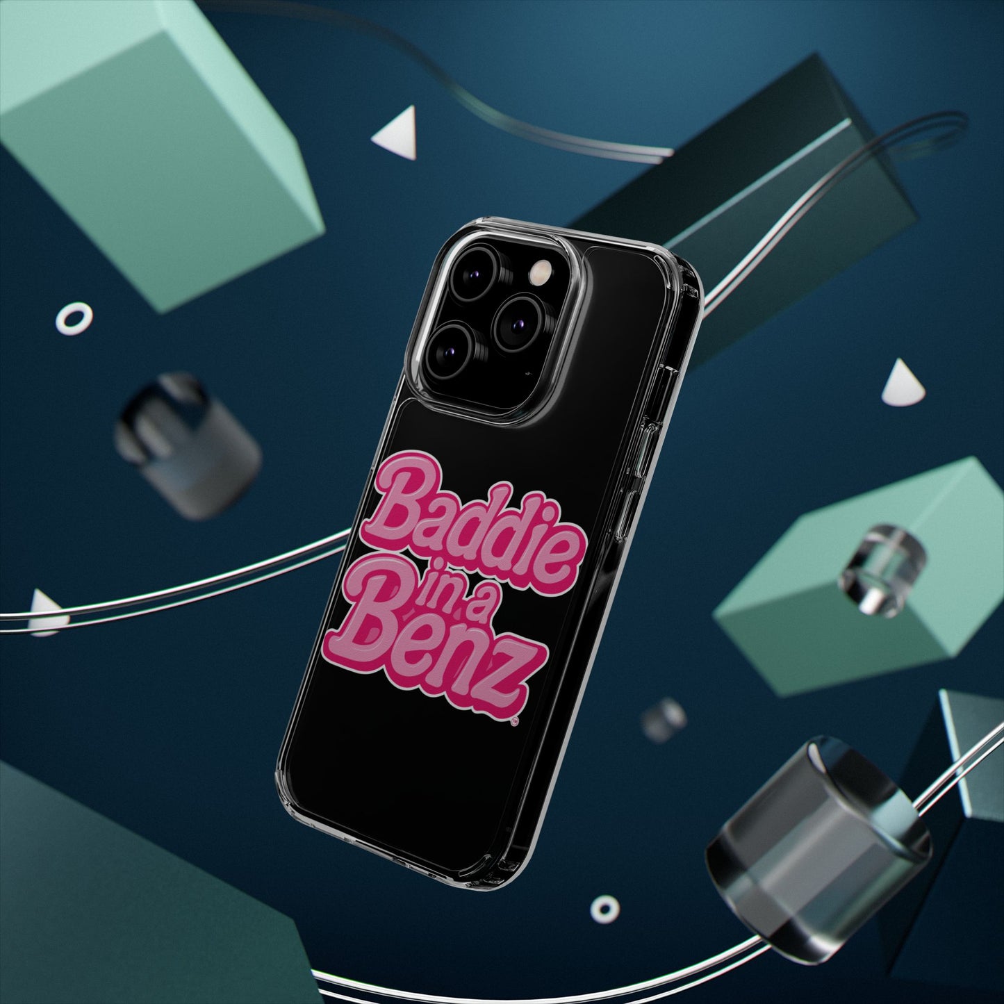 Baddie in a Benz™ Clear Phone Case, Trendy Phone Cover, Fashion Statement | Pink Aesthetic Accessory