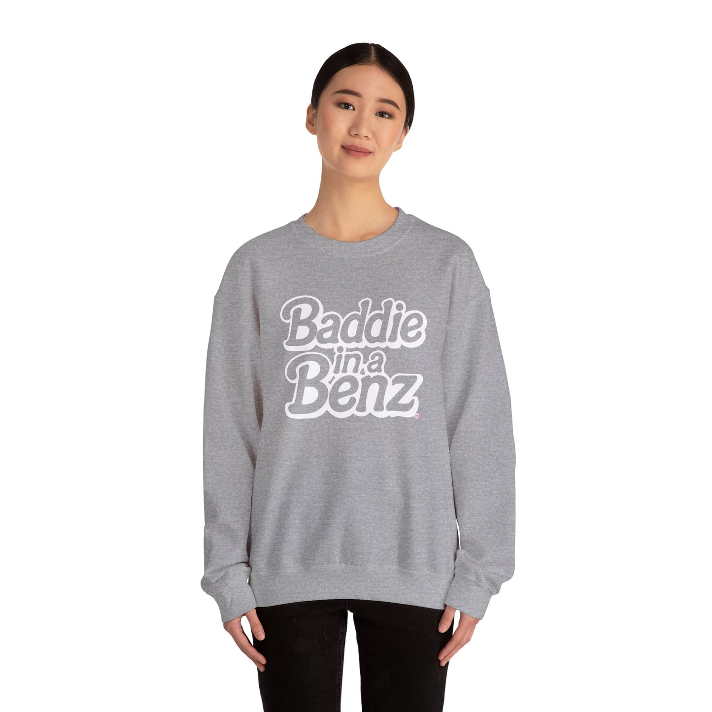 Baddie in a Benz™ | Cozy Unisex Crewneck Sweatshirt | White Logo