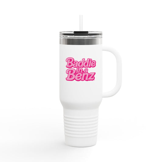 Baddie in a Benz™ Travel Tumbler | 40oz Insulated Cup | Stylish Pink Emotional Support Tumbler