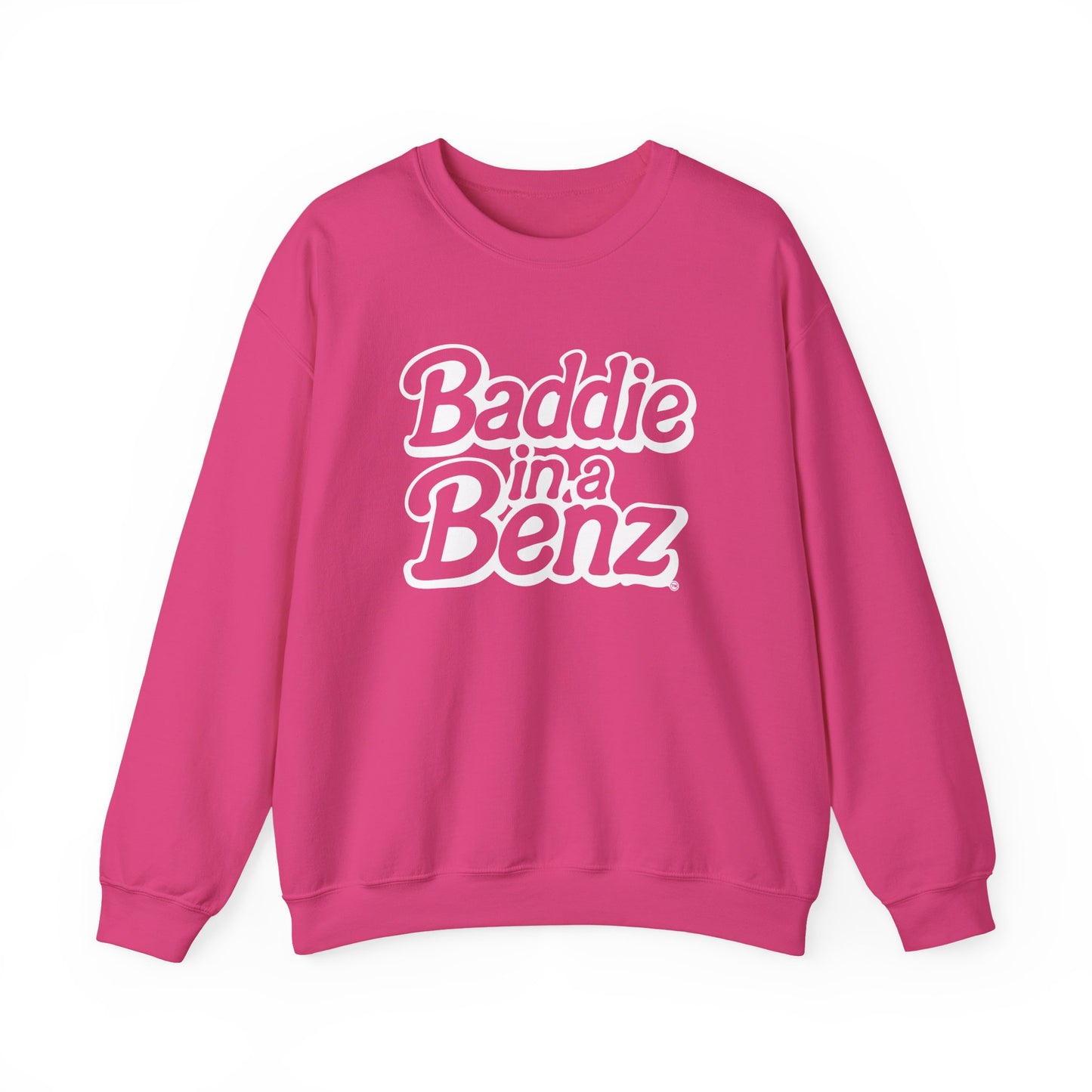 Baddie in a Benz™ | Cozy Unisex Crewneck Sweatshirt | White Logo