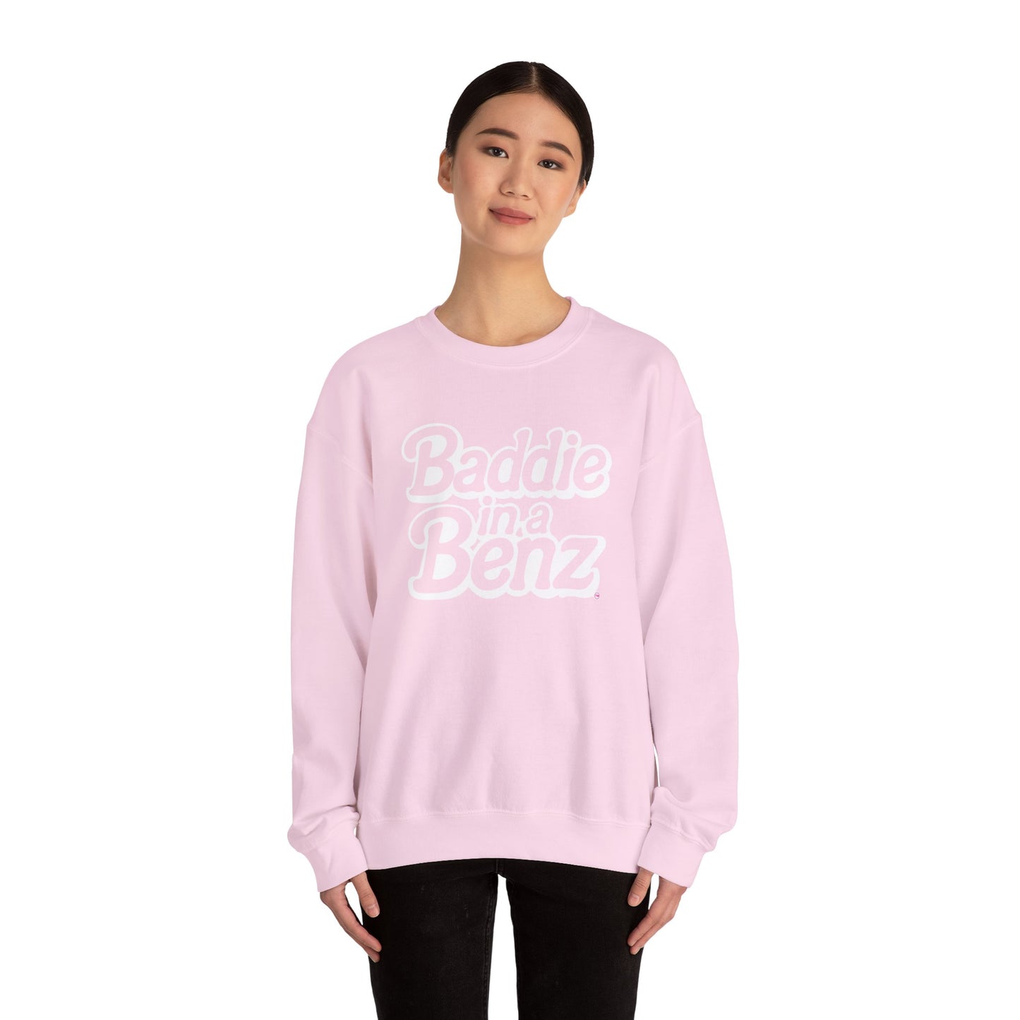 Baddie in a Benz™ | Cozy Unisex Crewneck Sweatshirt | White Logo