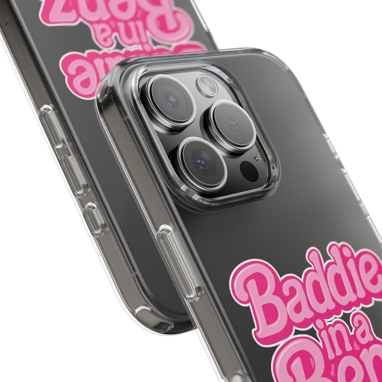 Baddie in a Benz™ Clear Phone Case, Trendy Phone Cover, Fashion Statement | Pink Aesthetic Accessory