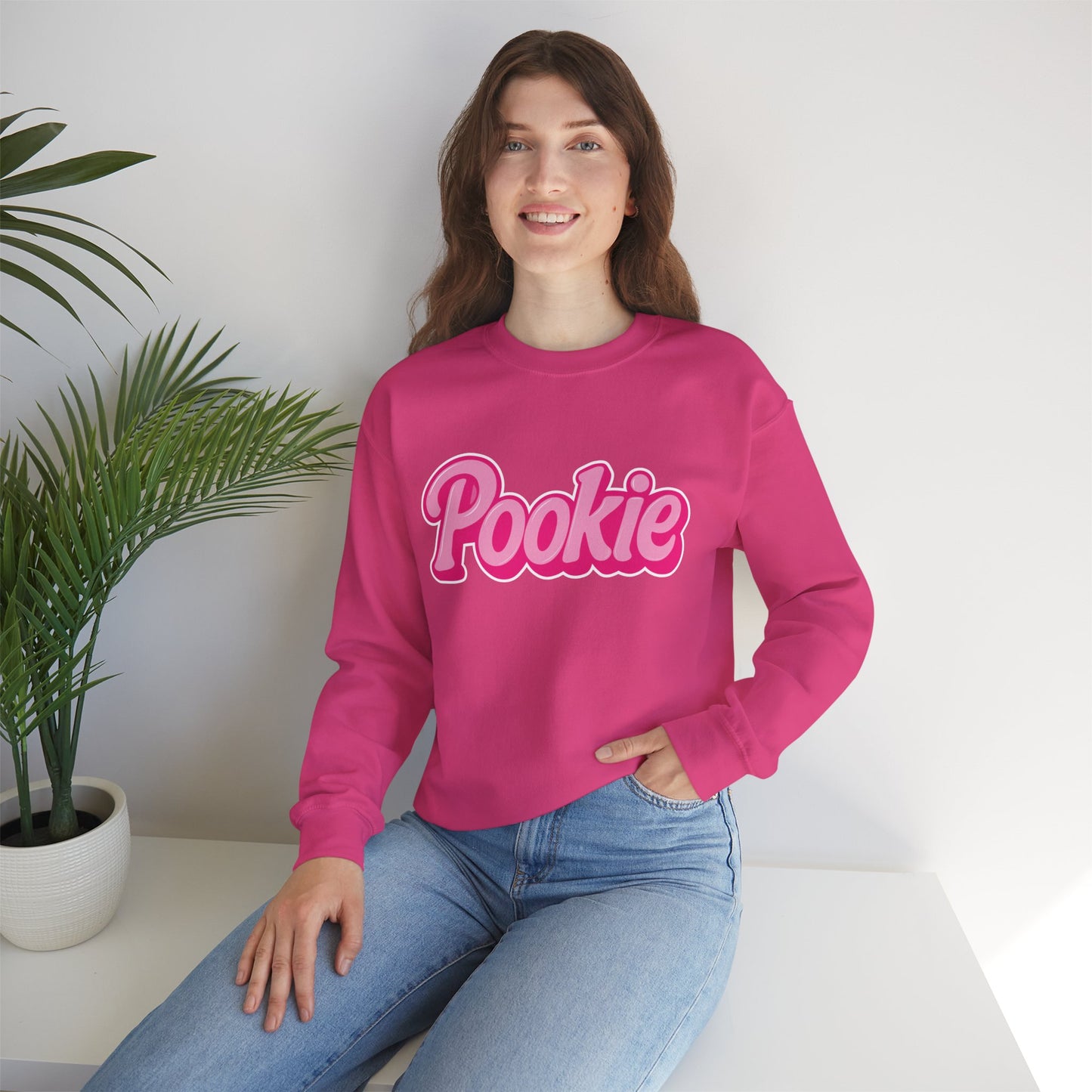 Pookie | Baddie in a Benz™ Cozy Unisex Crewneck Sweatshirt | PINK LOGO