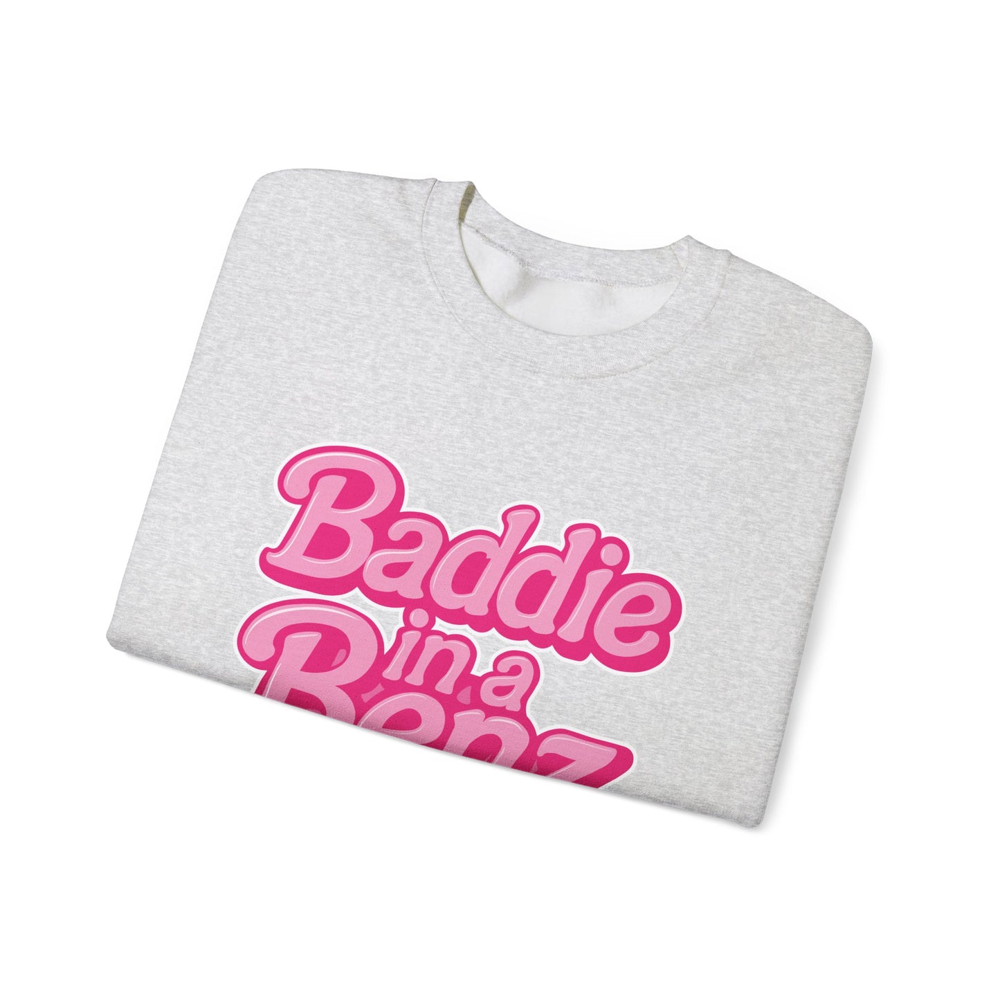 Baddie in a Benz™ Cozy Unisex Crewneck Sweatshirt | Pink Logo