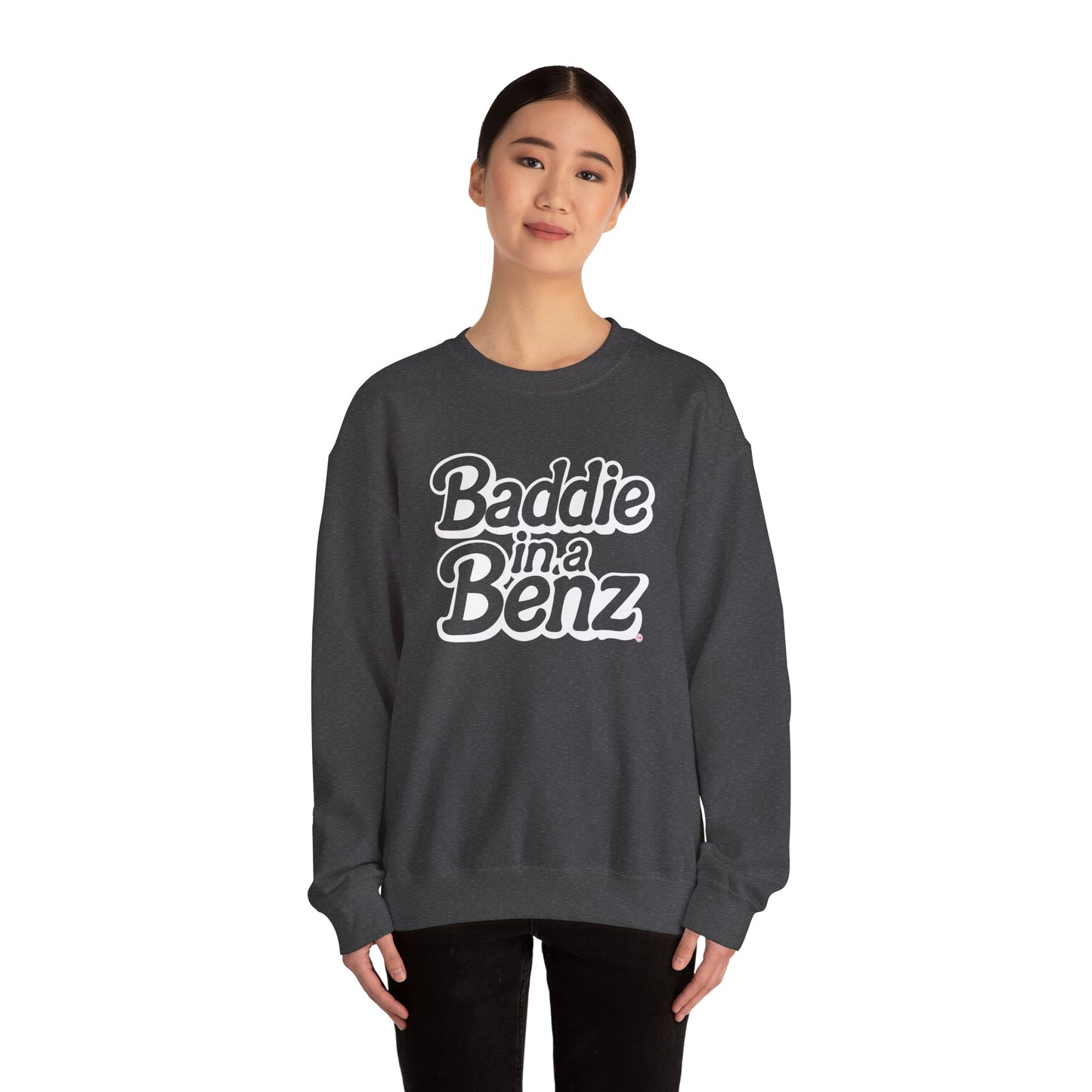 Baddie in a Benz™ | Cozy Unisex Crewneck Sweatshirt | White Logo