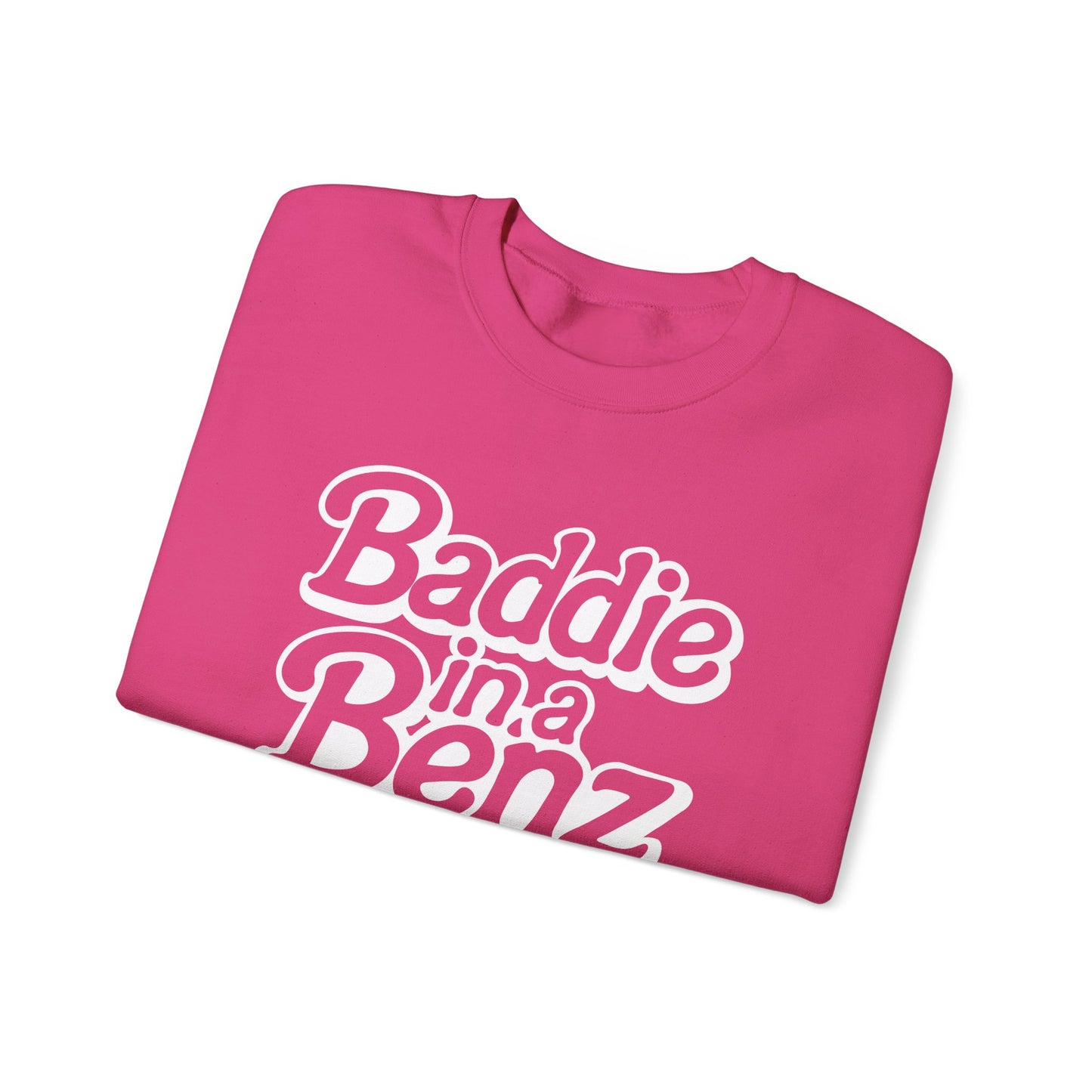 Baddie in a Benz™ | Cozy Unisex Crewneck Sweatshirt | White Logo