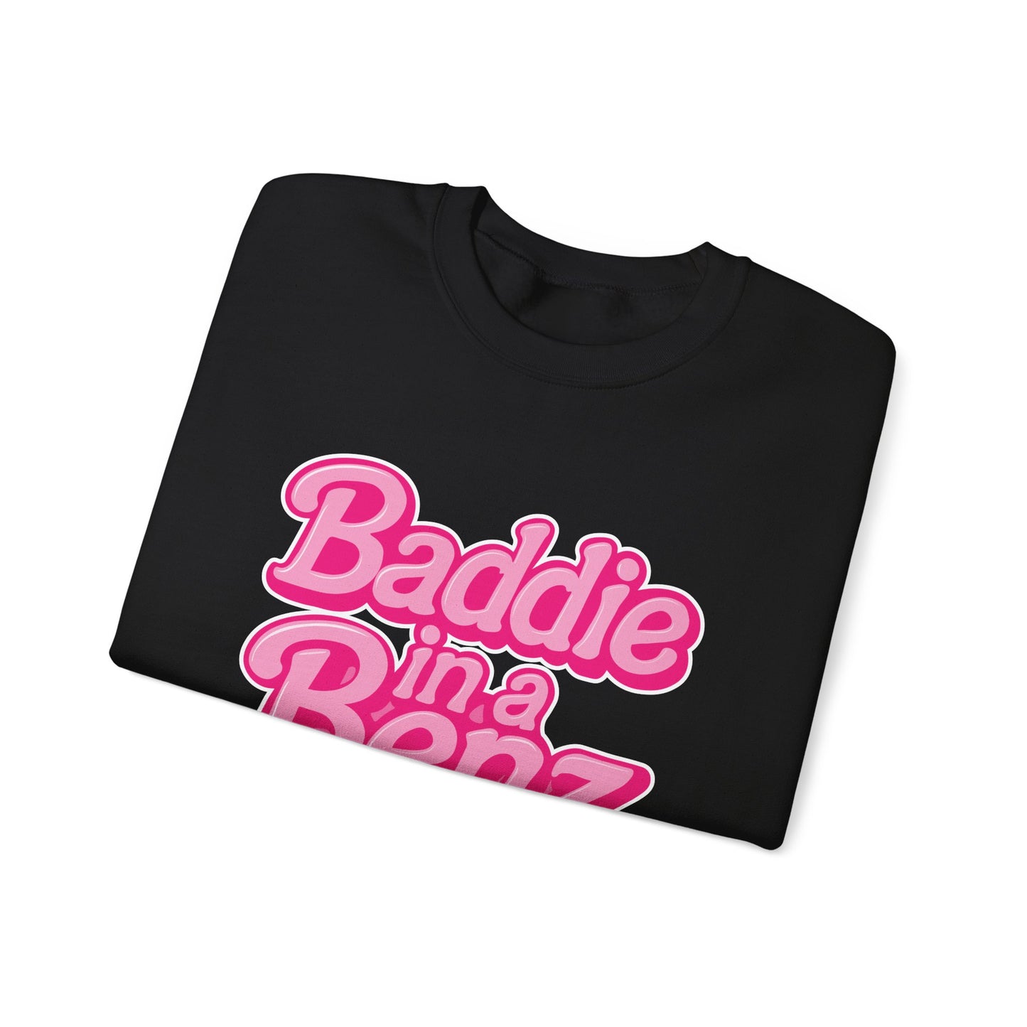 Baddie in a Benz™ Cozy Unisex Crewneck Sweatshirt | Pink Logo
