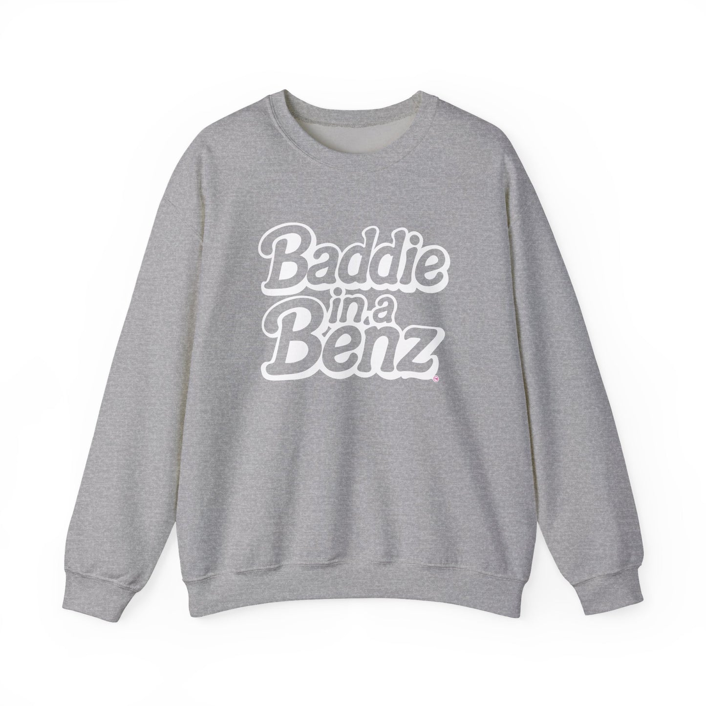 Baddie in a Benz™ | Cozy Unisex Crewneck Sweatshirt | White Logo