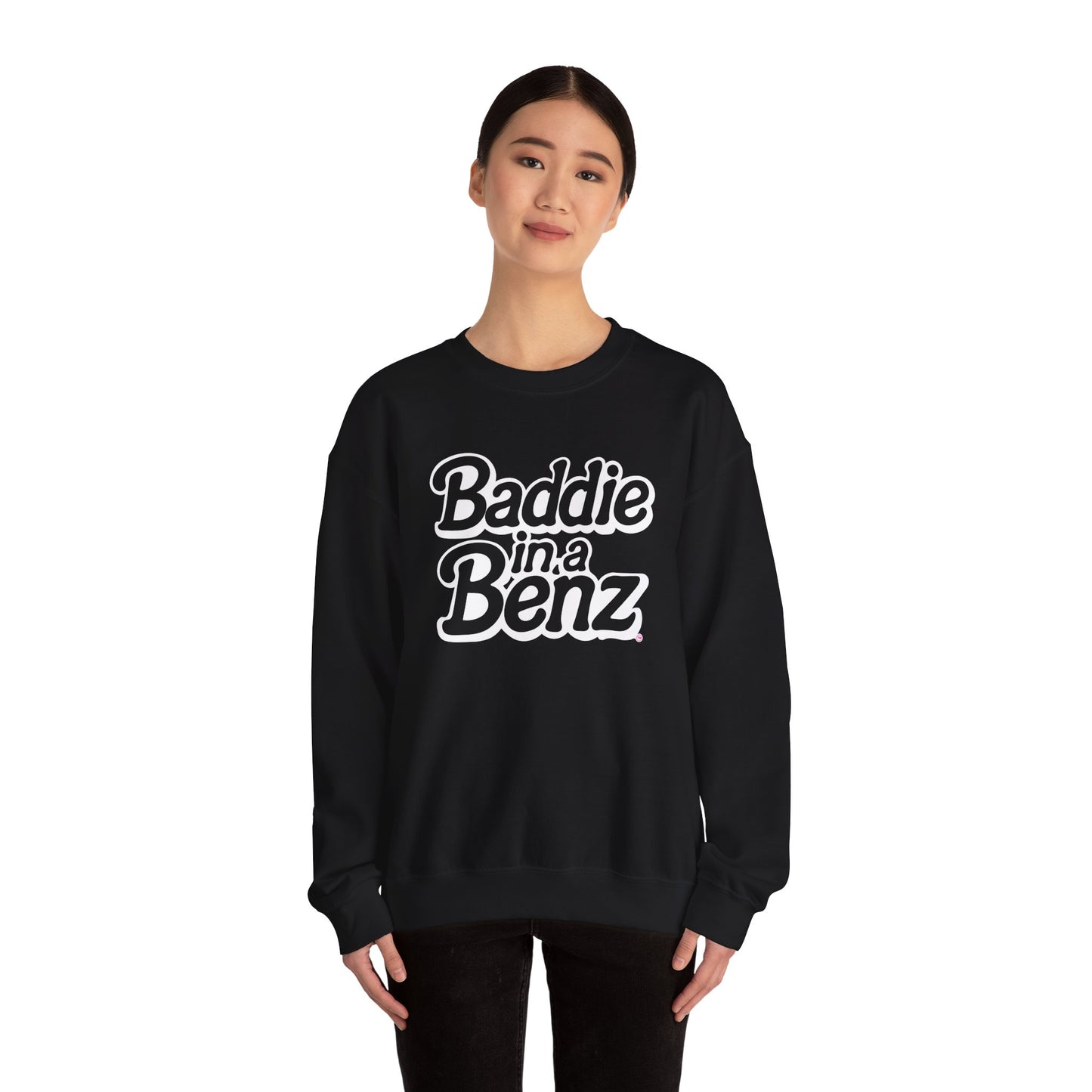 Baddie in a Benz™ | Cozy Unisex Crewneck Sweatshirt | White Logo