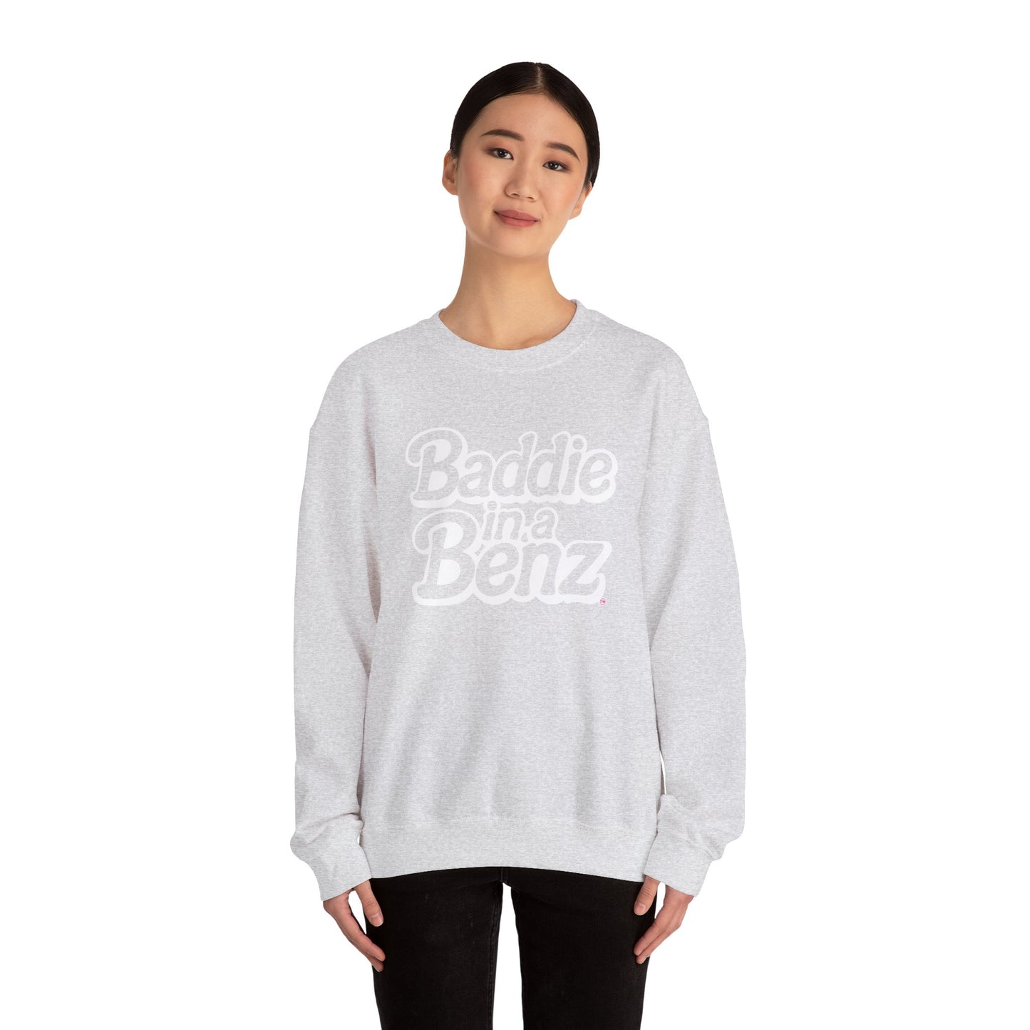 Baddie in a Benz™ | Cozy Unisex Crewneck Sweatshirt | White Logo