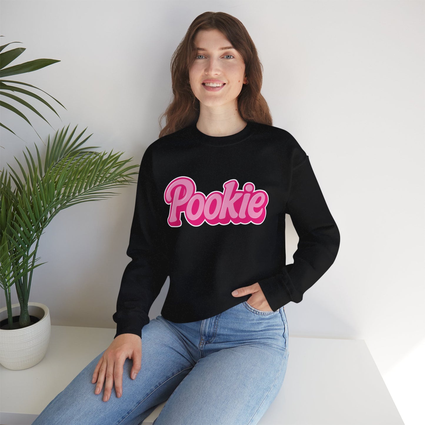 Pookie | Baddie in a Benz™ Cozy Unisex Crewneck Sweatshirt | PINK LOGO