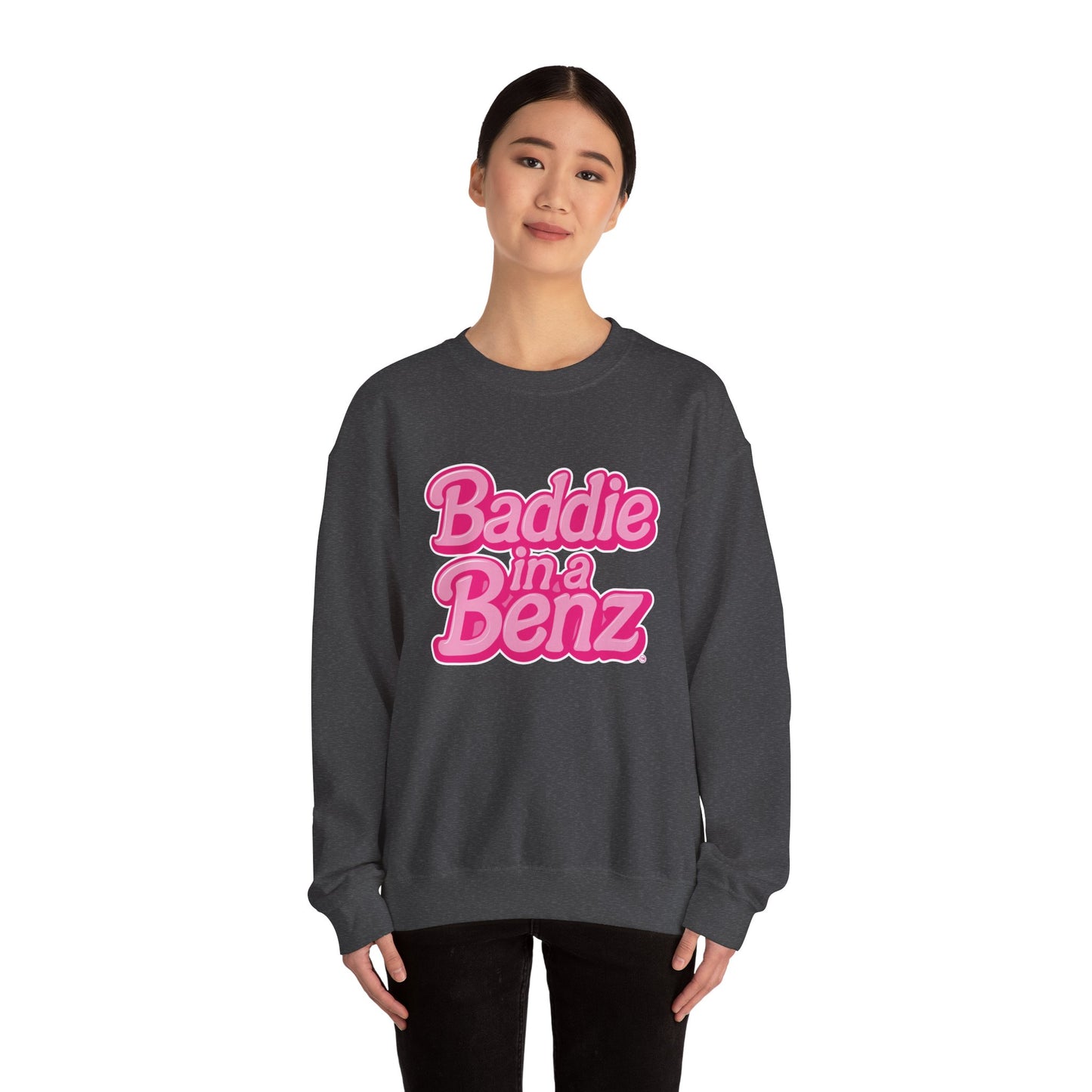 Baddie in a Benz™ Cozy Unisex Crewneck Sweatshirt | Pink Logo