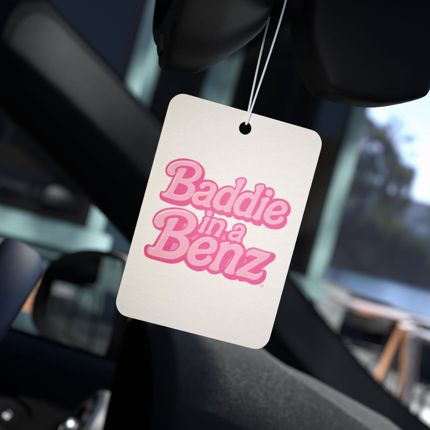 Baddie in a Benz™ | Car Air Freshener, Scented Car Tag, Car Accessory, Pink Air Freshener