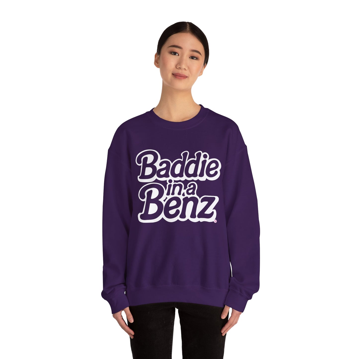 Baddie in a Benz™ | Cozy Unisex Crewneck Sweatshirt | White Logo