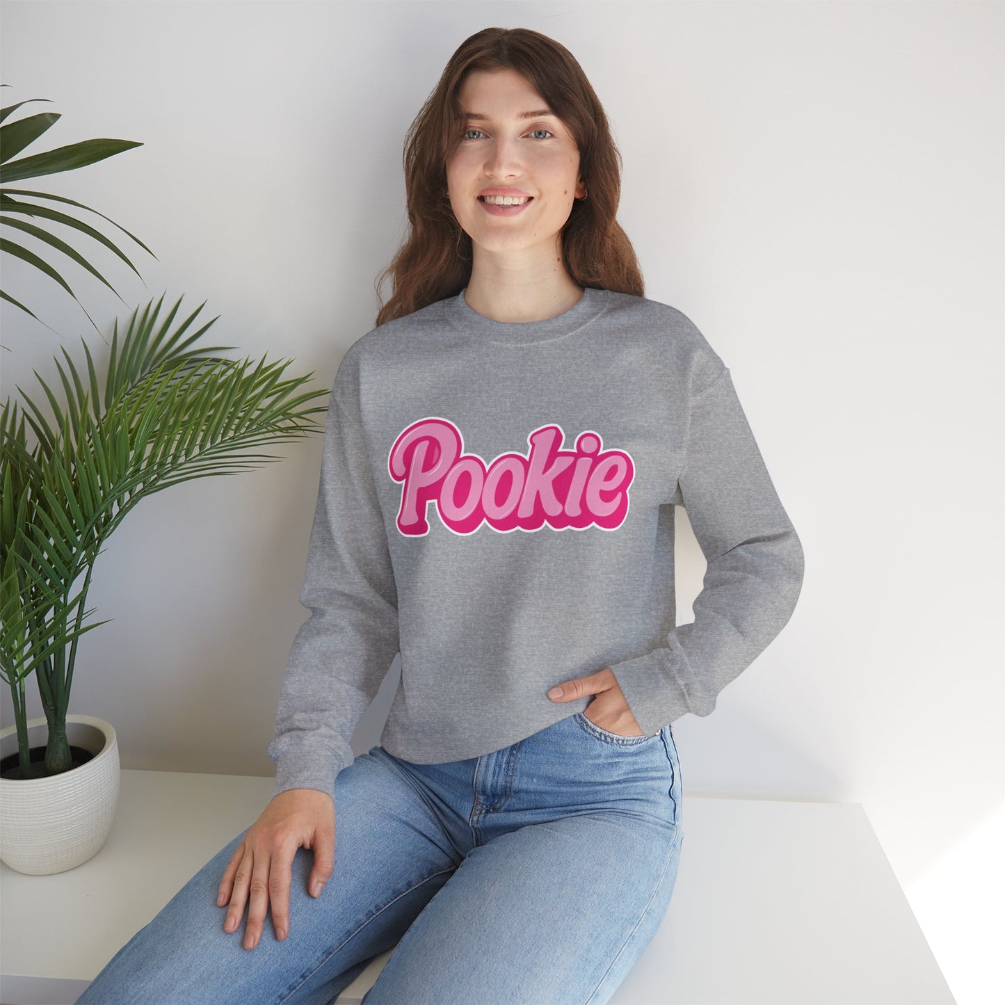 Pookie | Baddie in a Benz™ Cozy Unisex Crewneck Sweatshirt | PINK LOGO