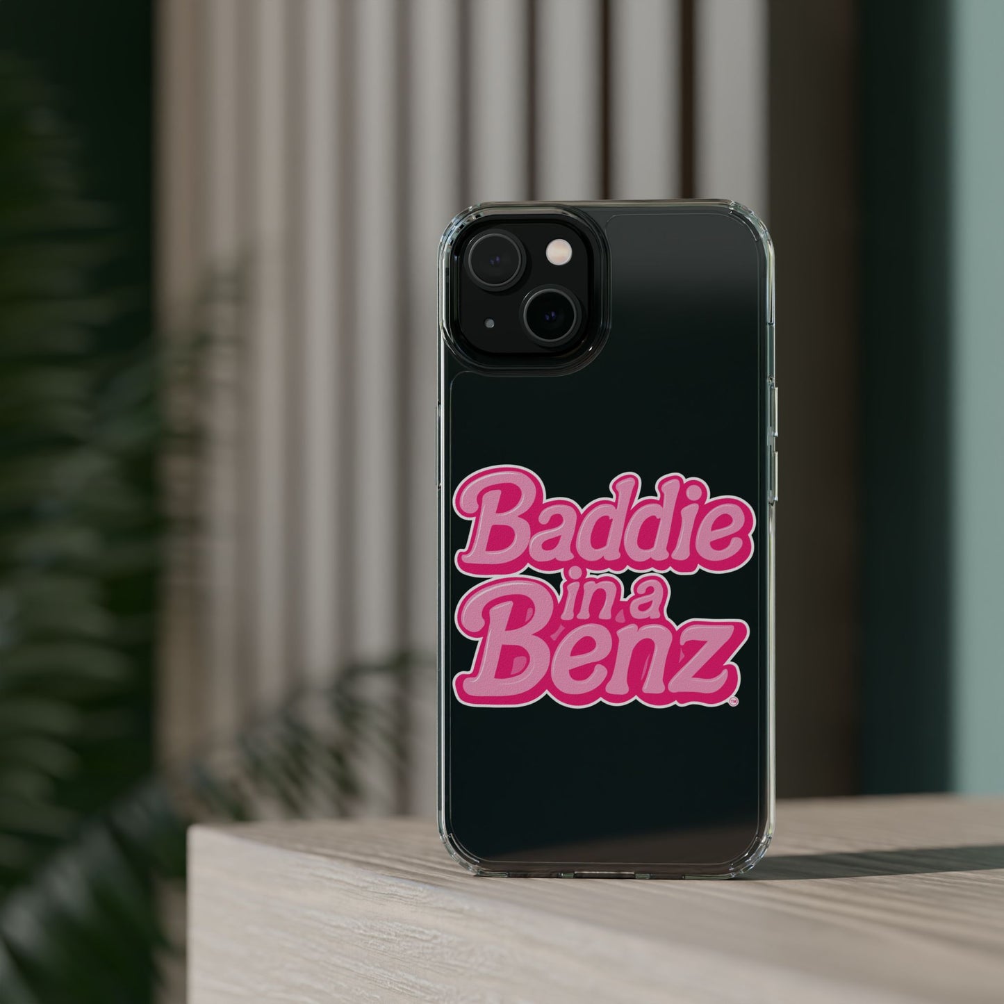 Baddie in a Benz™ Clear Phone Case, Trendy Phone Cover, Fashion Statement | Pink Aesthetic Accessory