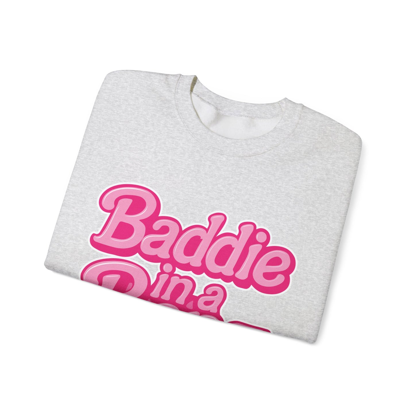 Baddie in a Benz™ Cozy Unisex Crewneck Sweatshirt | Pink Logo