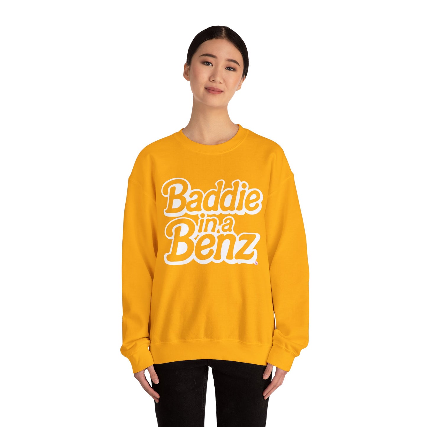 Baddie in a Benz™ | Cozy Unisex Crewneck Sweatshirt  | White Logo