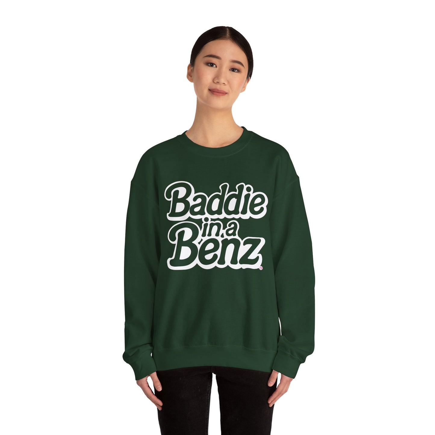 Baddie in a Benz™ | Cozy Unisex Crewneck Sweatshirt  | White Logo
