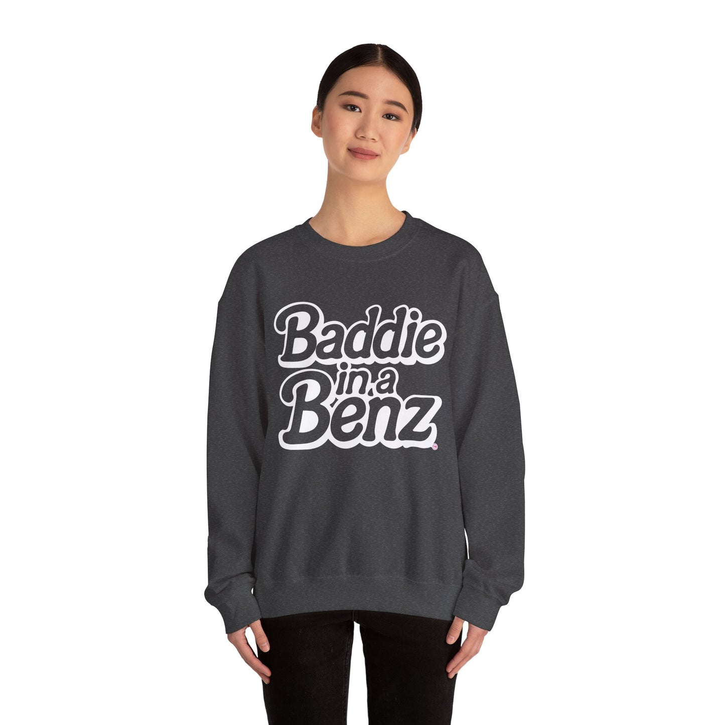 Baddie in a Benz™ | Cozy Unisex Crewneck Sweatshirt  | White Logo