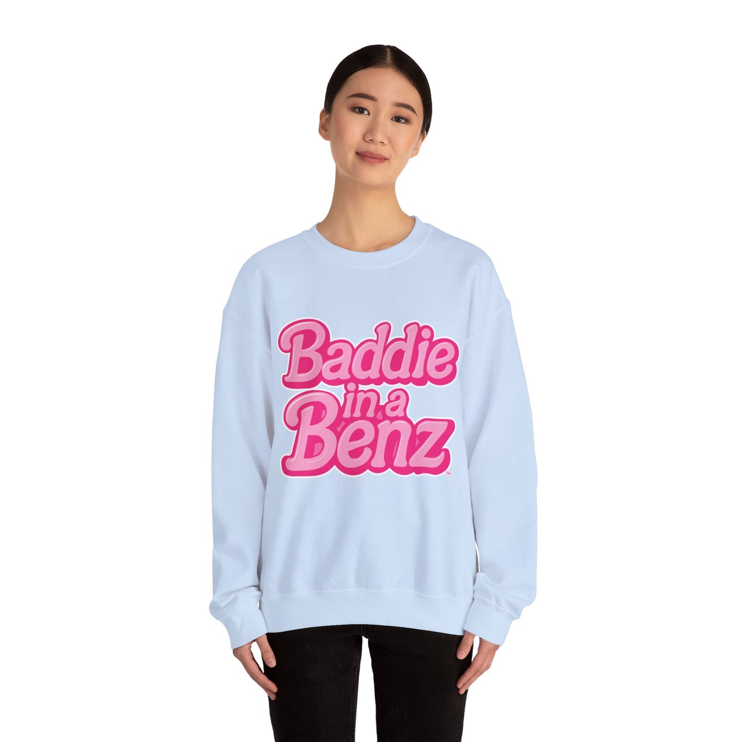 Baddie in a Benz™ Cozy Unisex Crewneck Sweatshirt | Pink Logo