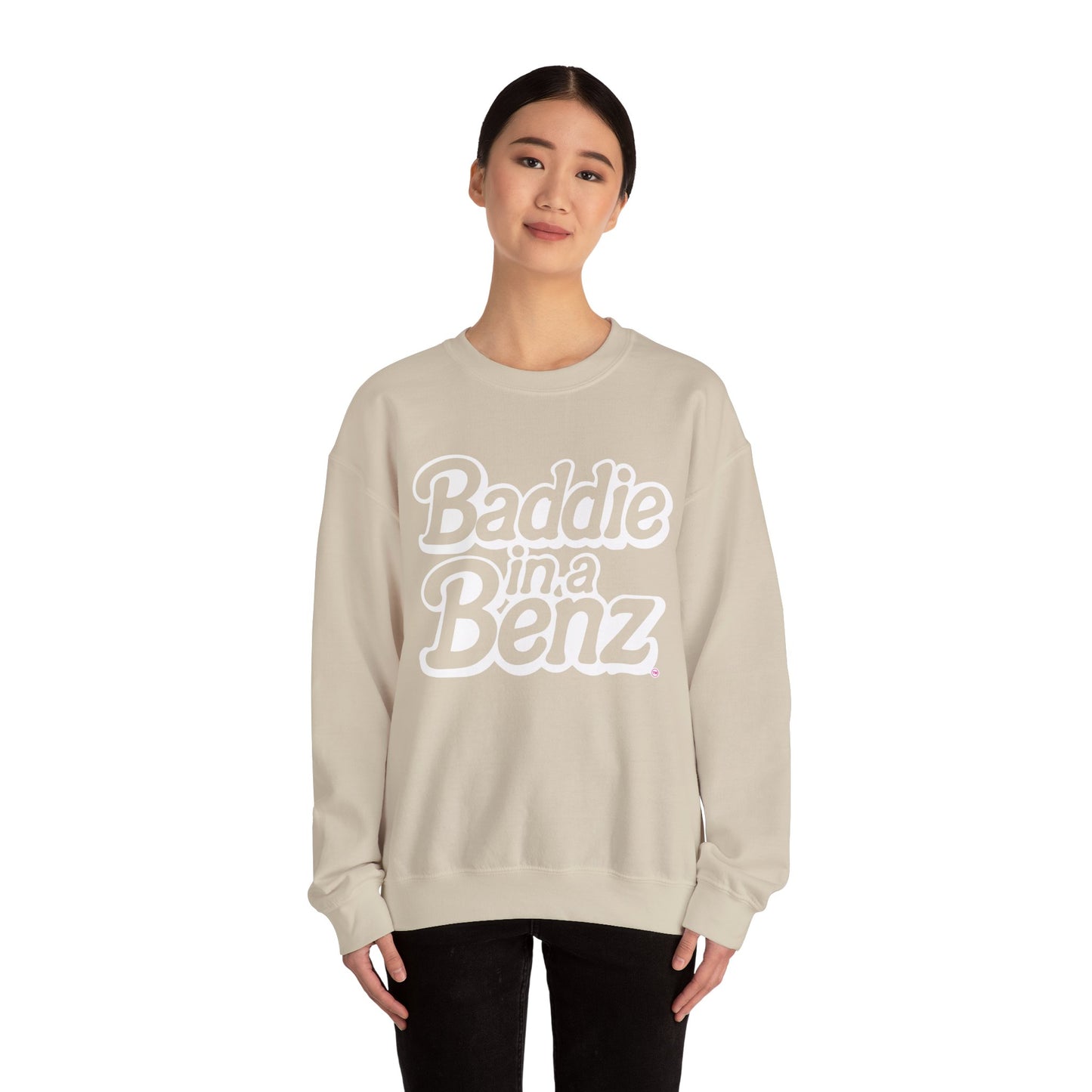 Baddie in a Benz™ | Cozy Unisex Crewneck Sweatshirt  | White Logo