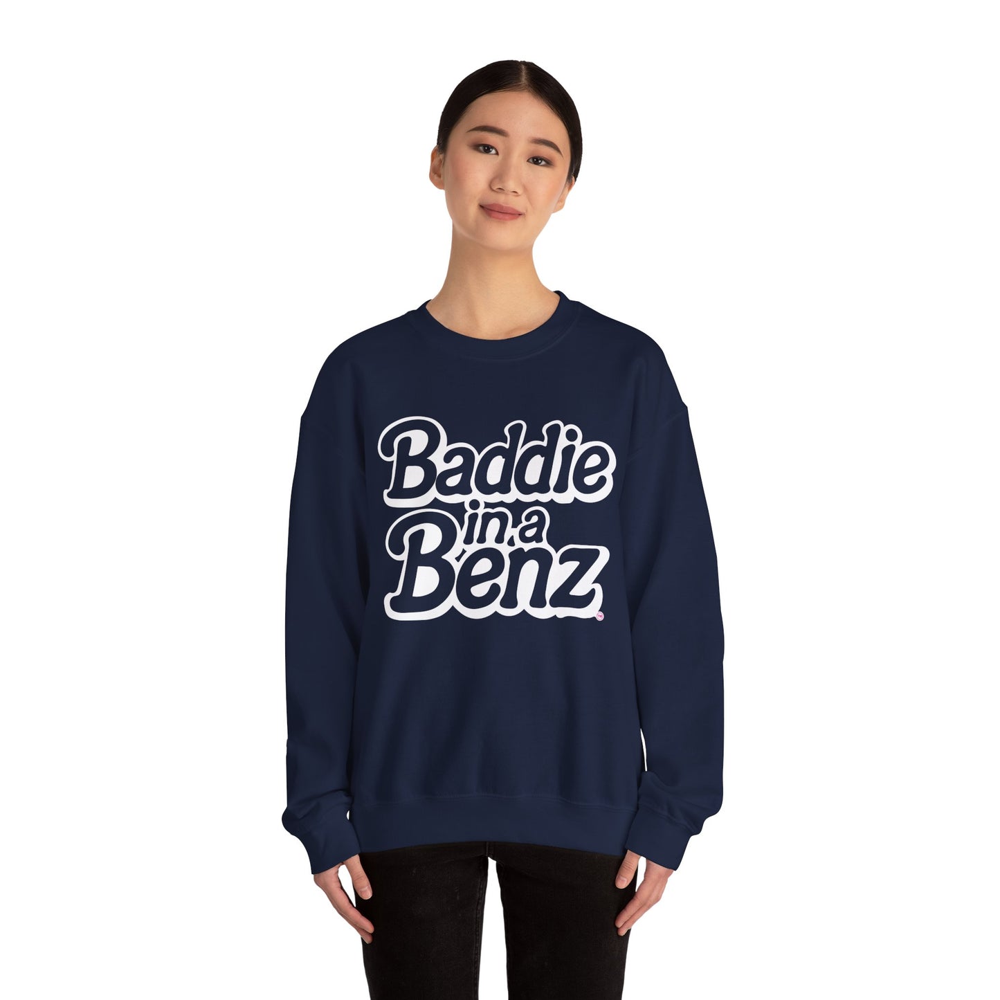 Baddie in a Benz™ | Cozy Unisex Crewneck Sweatshirt  | White Logo