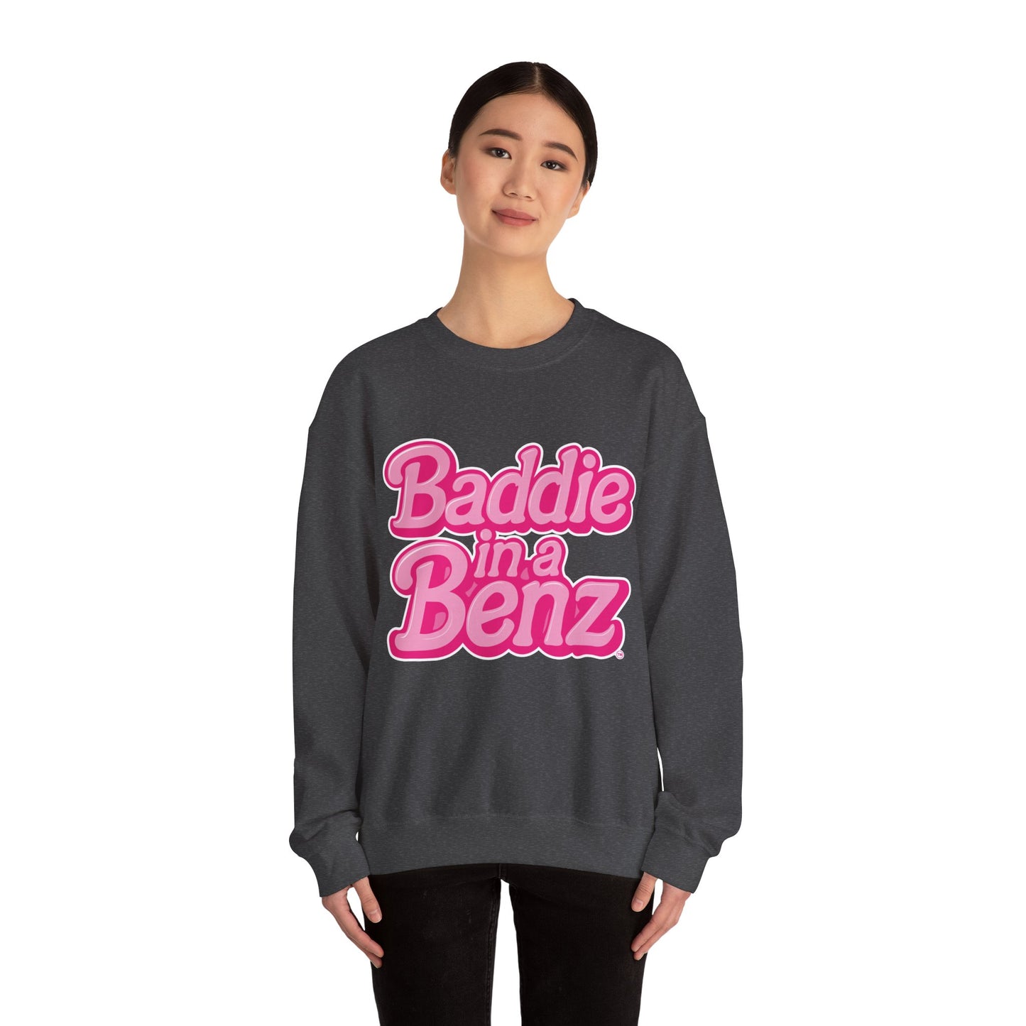 Baddie in a Benz™ Cozy Unisex Crewneck Sweatshirt | Pink Logo