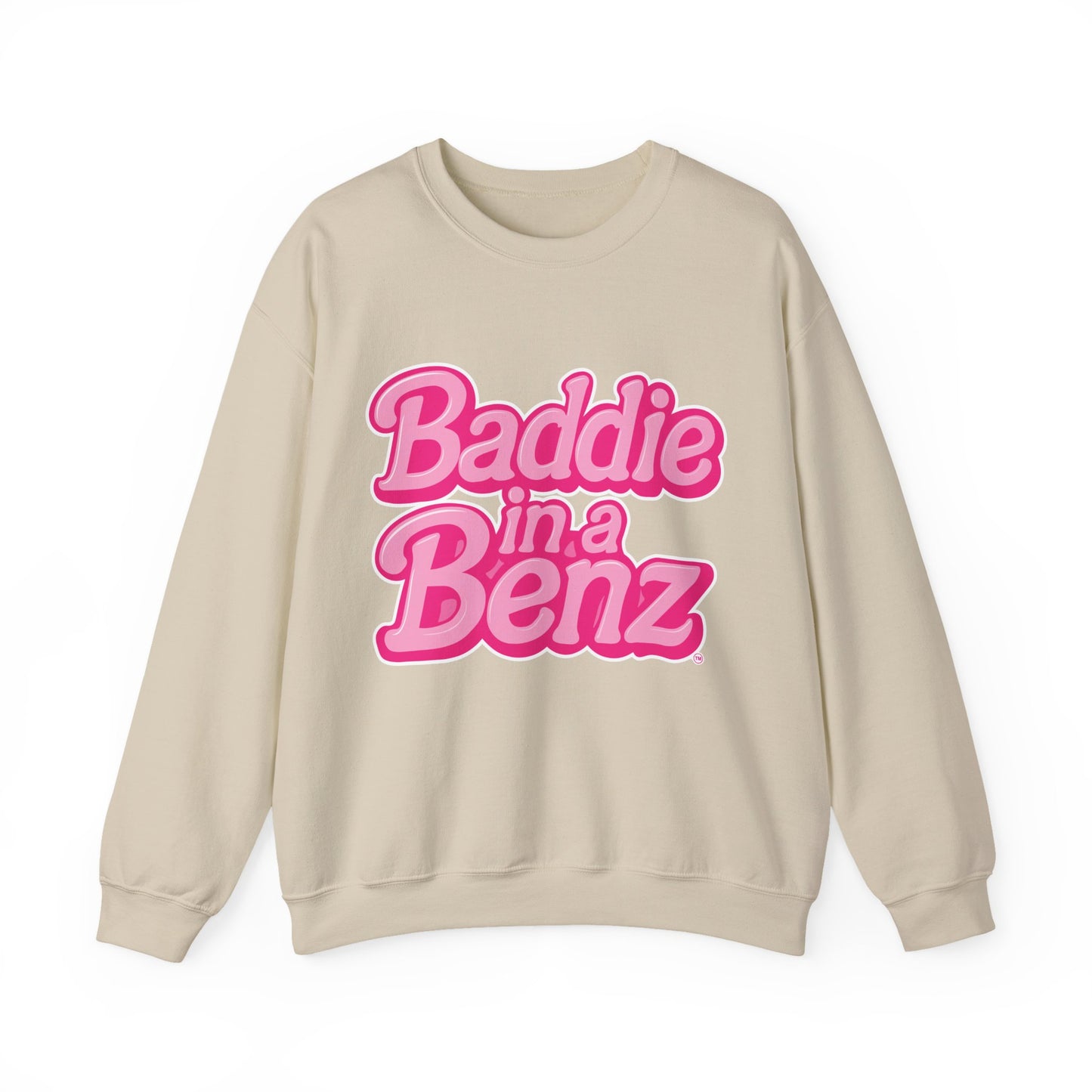 Baddie in a Benz™ Cozy Unisex Crewneck Sweatshirt | Pink Logo