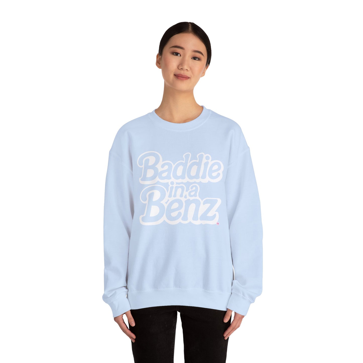 Baddie in a Benz™ | Cozy Unisex Crewneck Sweatshirt  | White Logo