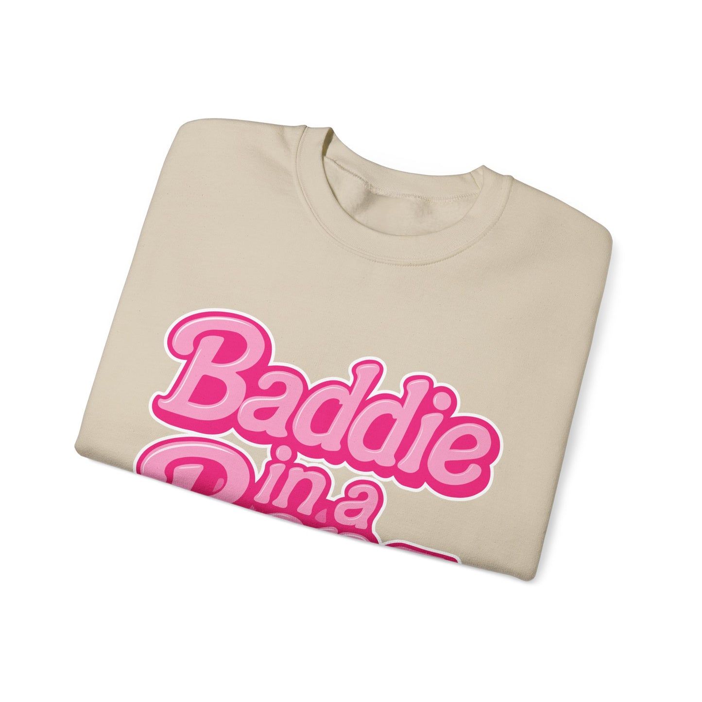 Baddie in a Benz™ Cozy Unisex Crewneck Sweatshirt | Pink Logo
