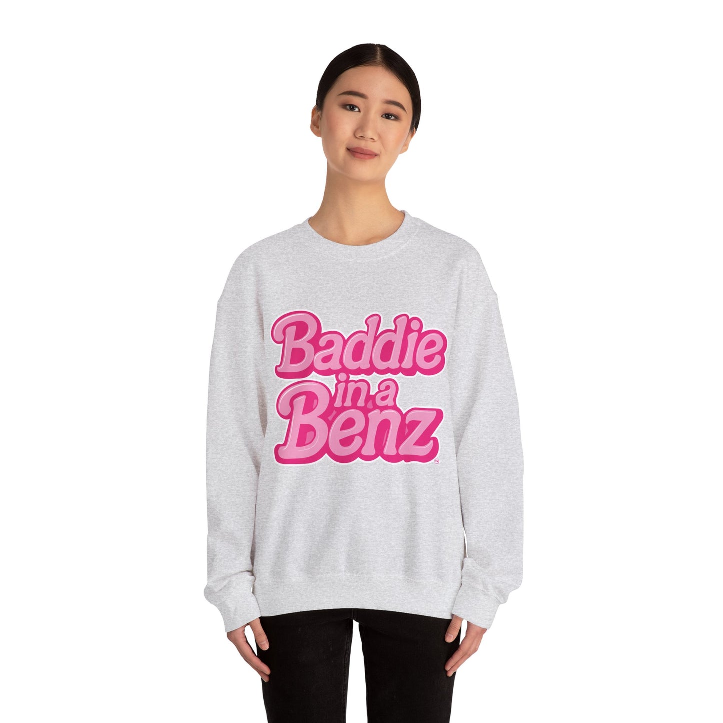 Baddie in a Benz™ Cozy Unisex Crewneck Sweatshirt | Pink Logo