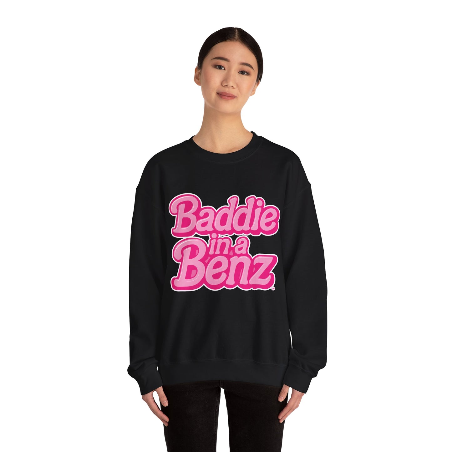 Baddie in a Benz™ Cozy Unisex Crewneck Sweatshirt | Pink Logo