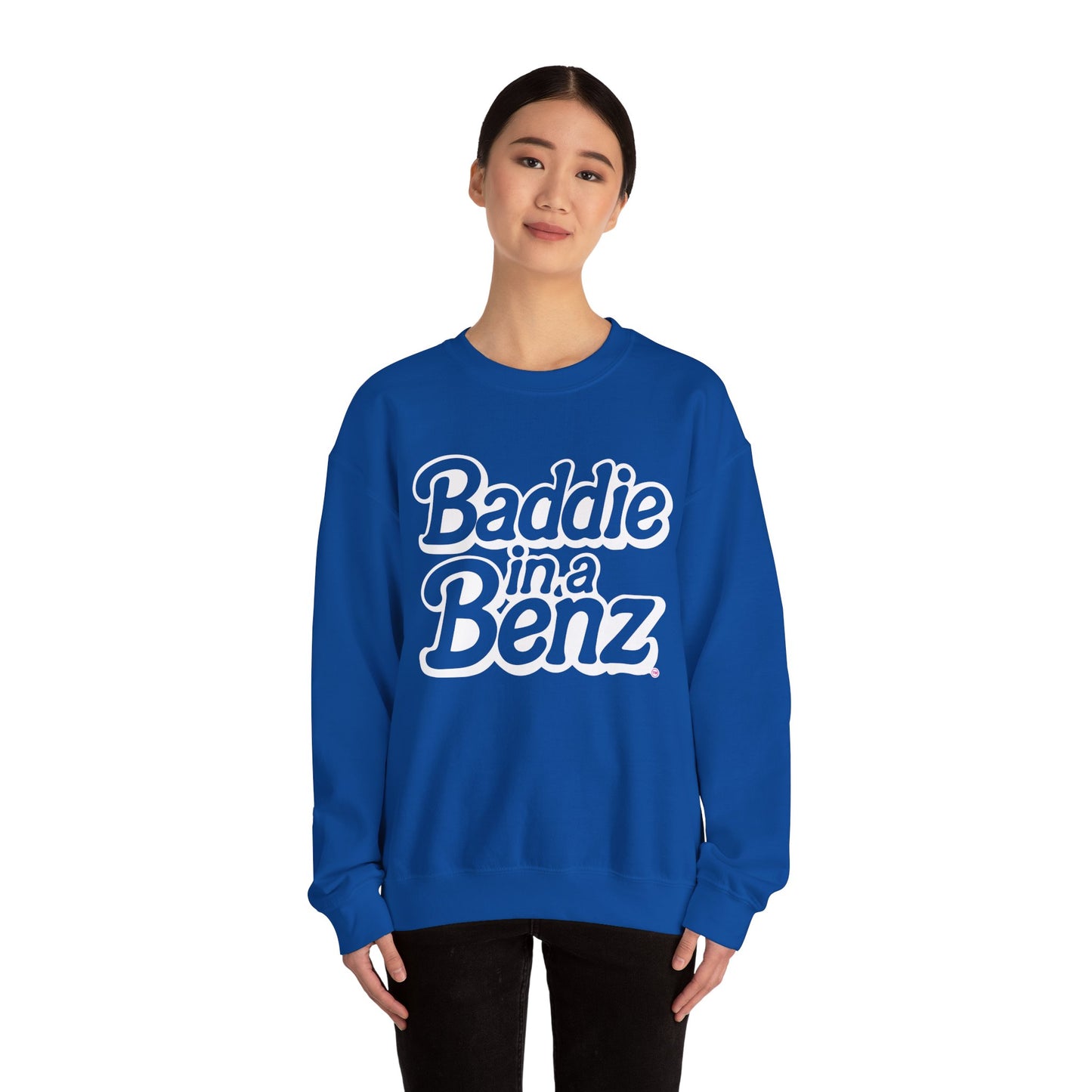 Baddie in a Benz™ | Cozy Unisex Crewneck Sweatshirt  | White Logo