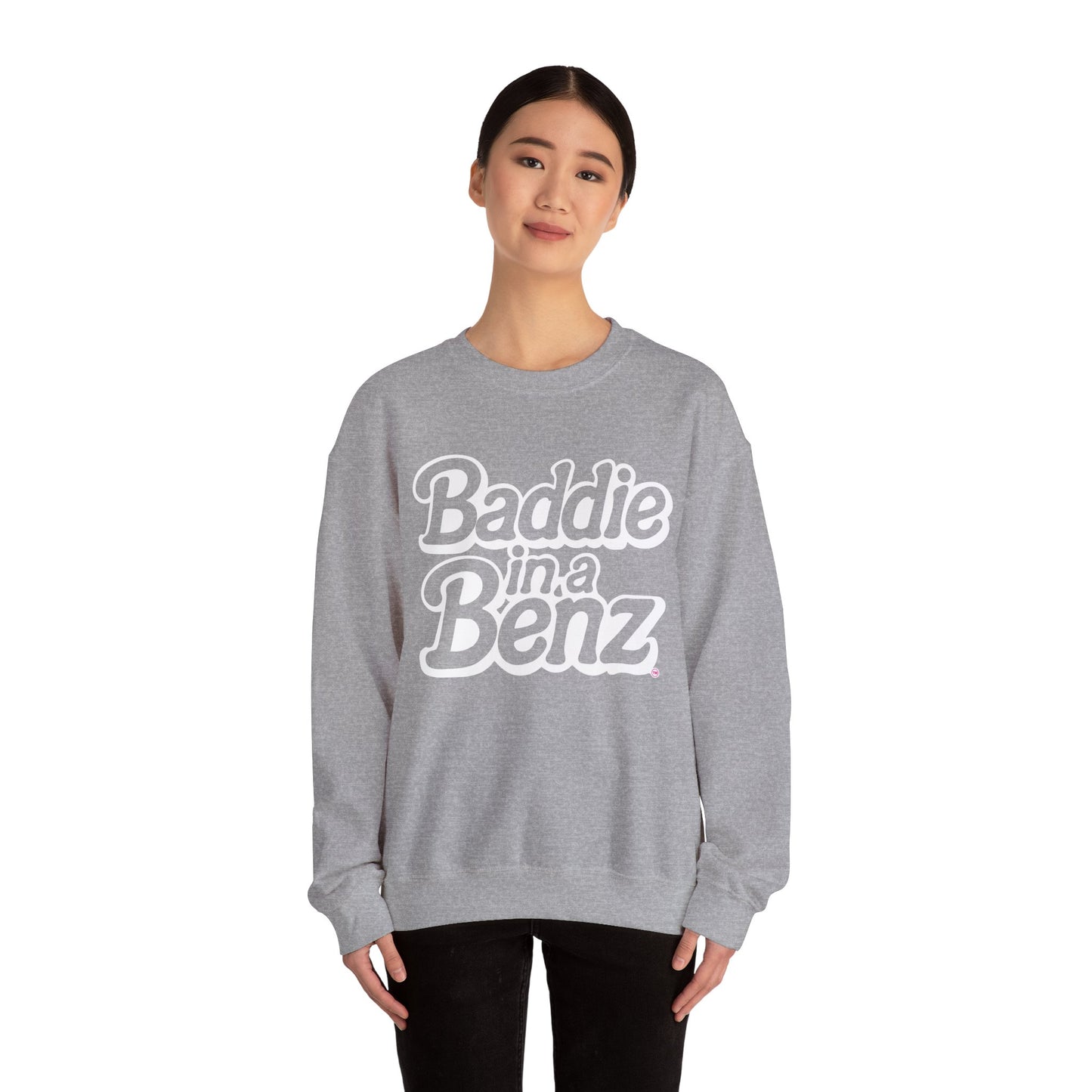 Baddie in a Benz™ | Cozy Unisex Crewneck Sweatshirt  | White Logo