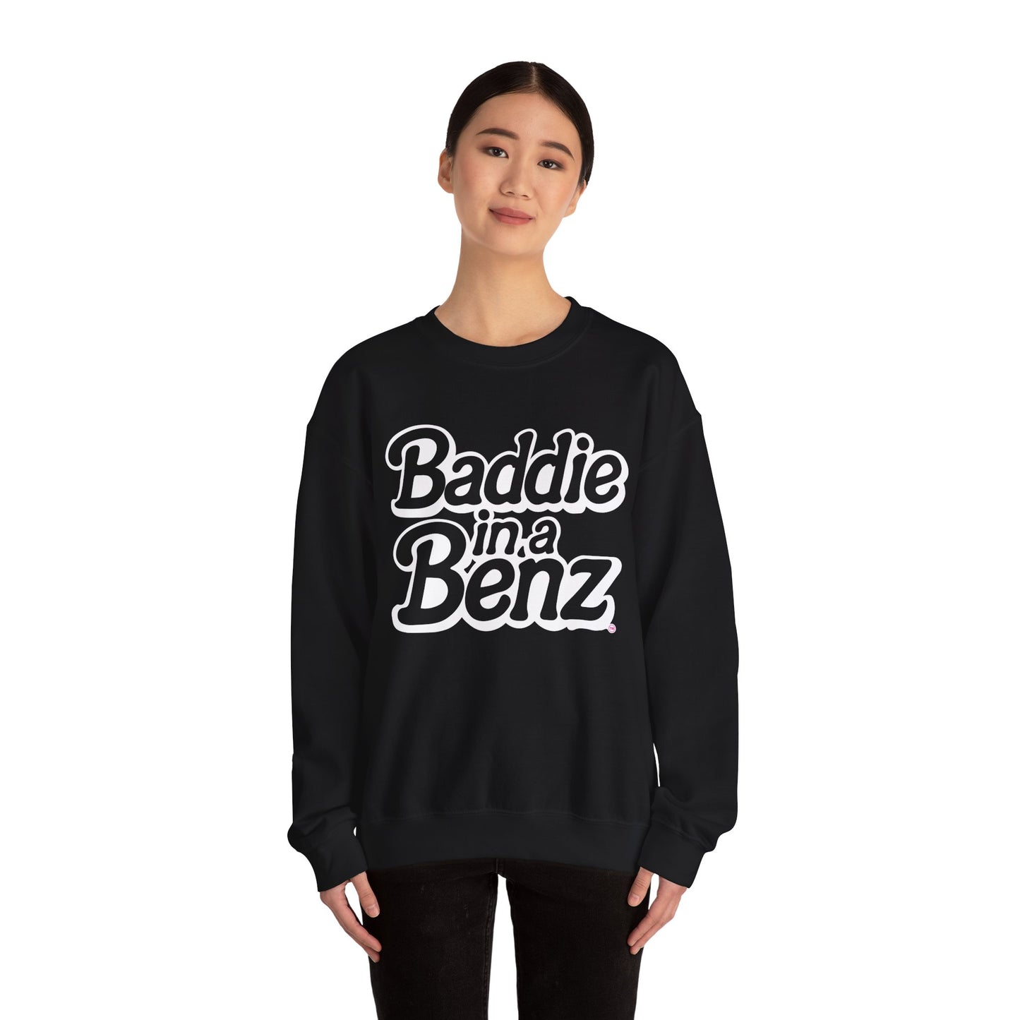 Baddie in a Benz™ | Cozy Unisex Crewneck Sweatshirt  | White Logo