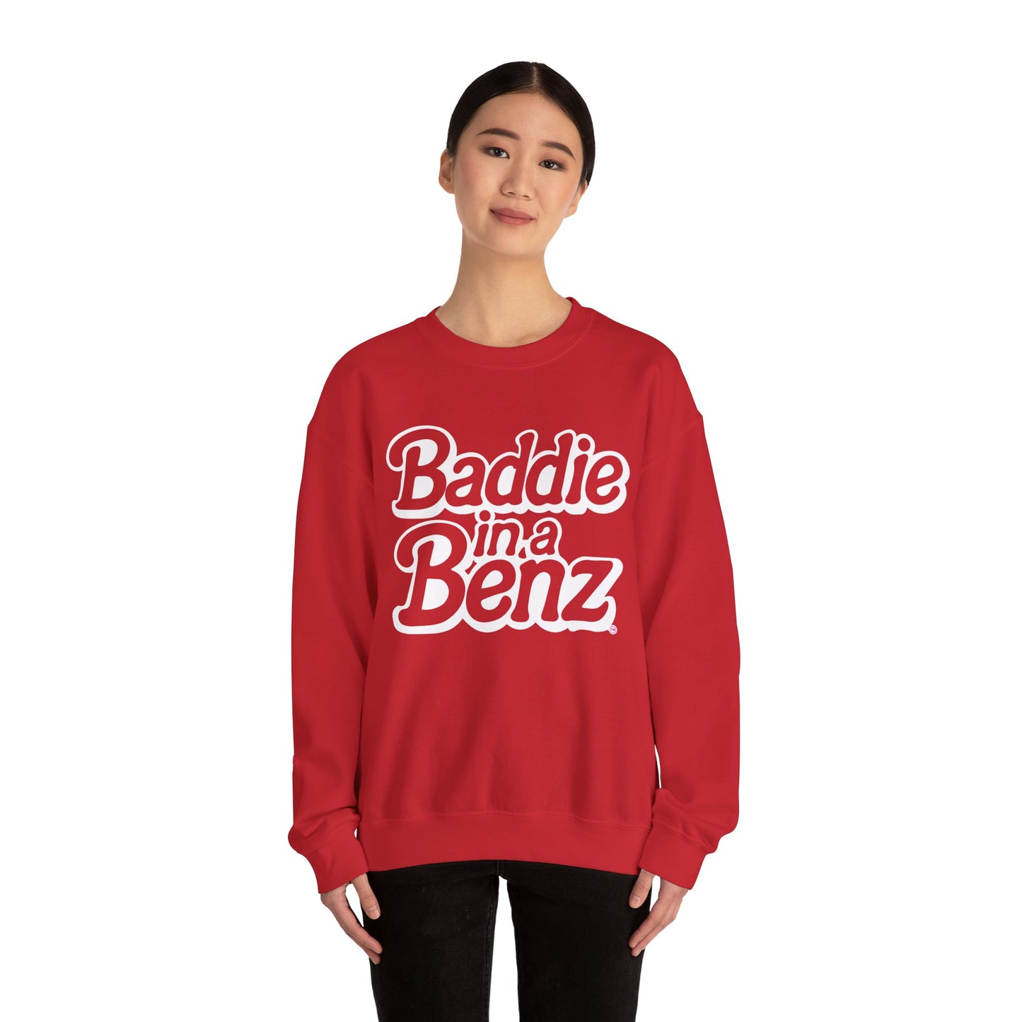 Baddie in a Benz™ | Cozy Unisex Crewneck Sweatshirt  | White Logo