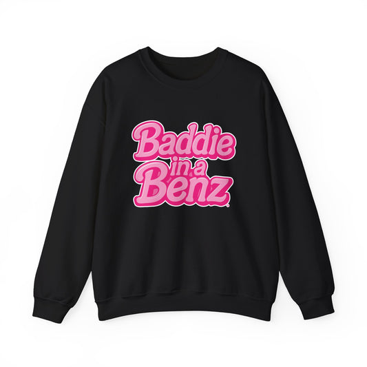 Baddie in a Benz™ Cozy Unisex Crewneck Sweatshirt | Pink Logo