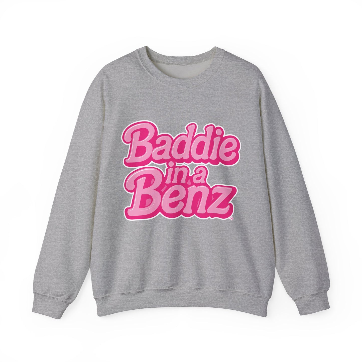 Baddie in a Benz™ Cozy Unisex Crewneck Sweatshirt | Pink Logo