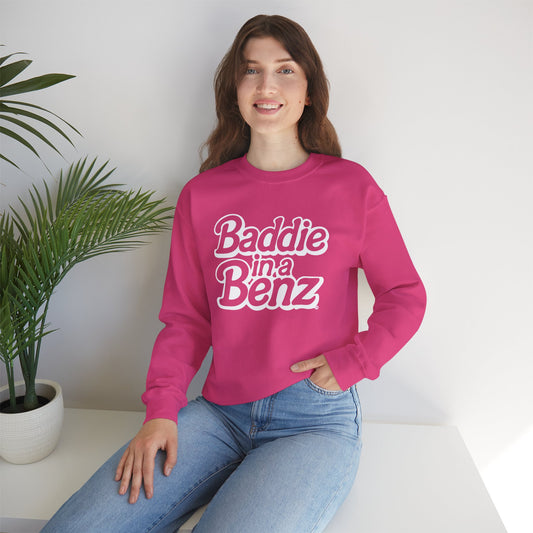 Baddie in a Benz™ | Cozy Unisex Crewneck Sweatshirt  | White Logo
