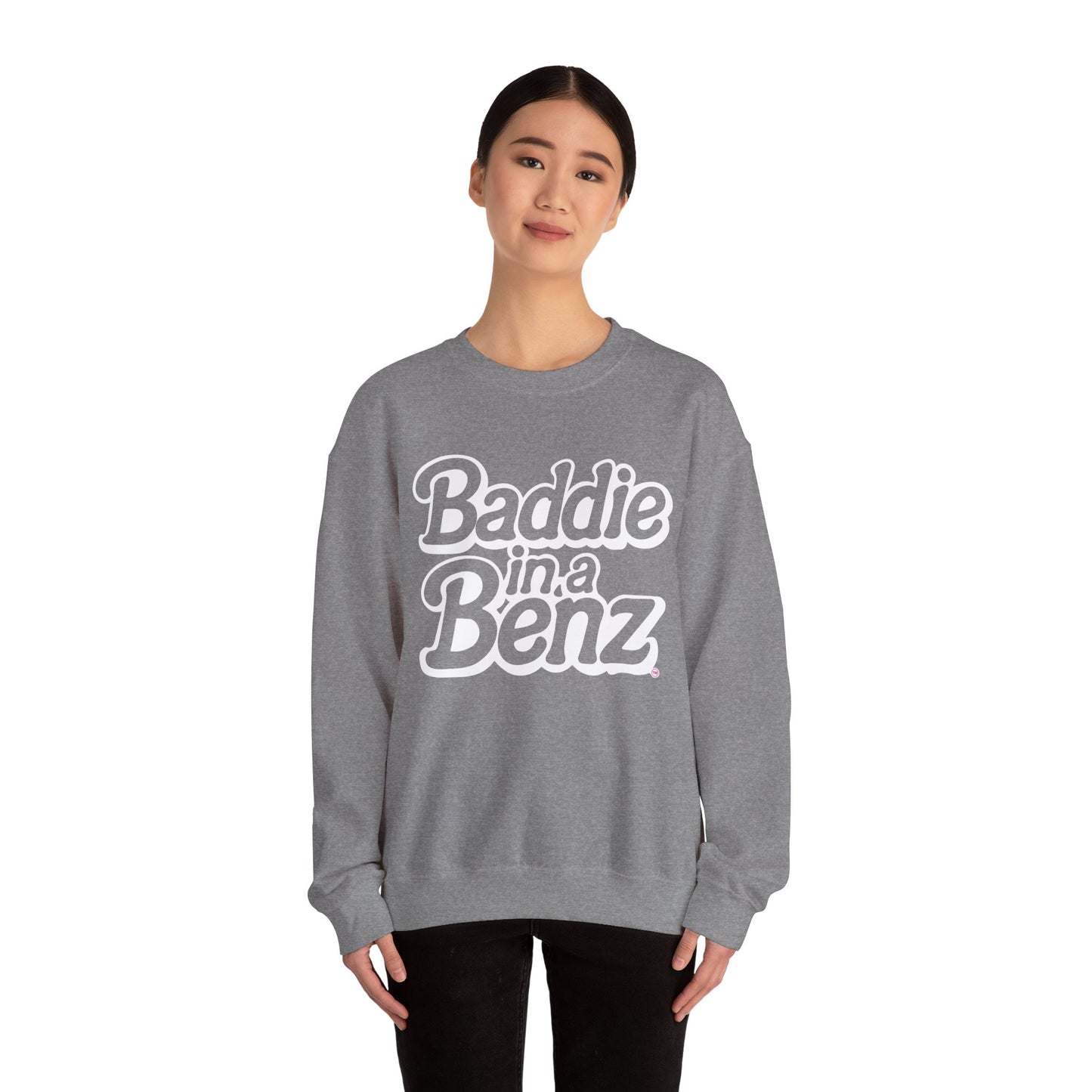 Baddie in a Benz™ | Cozy Unisex Crewneck Sweatshirt  | White Logo
